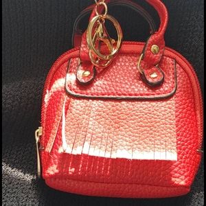 Min red purse with key chain